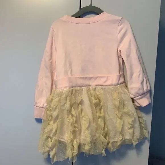 J Crew Crewcuts gold tulle pink sweater dress - Picture 2 of 3